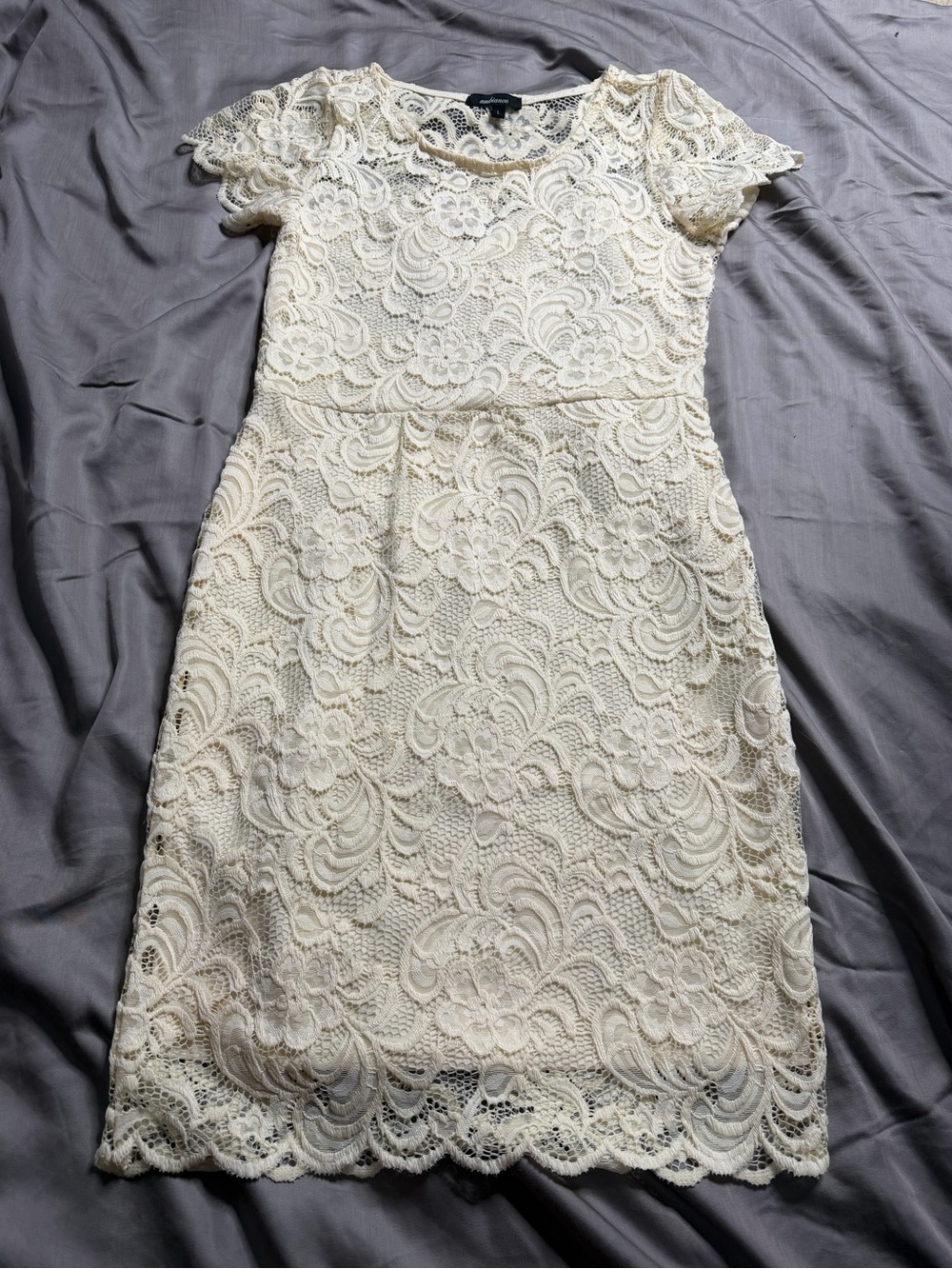 Ambiance Ivory Floral Lace Mini Dress